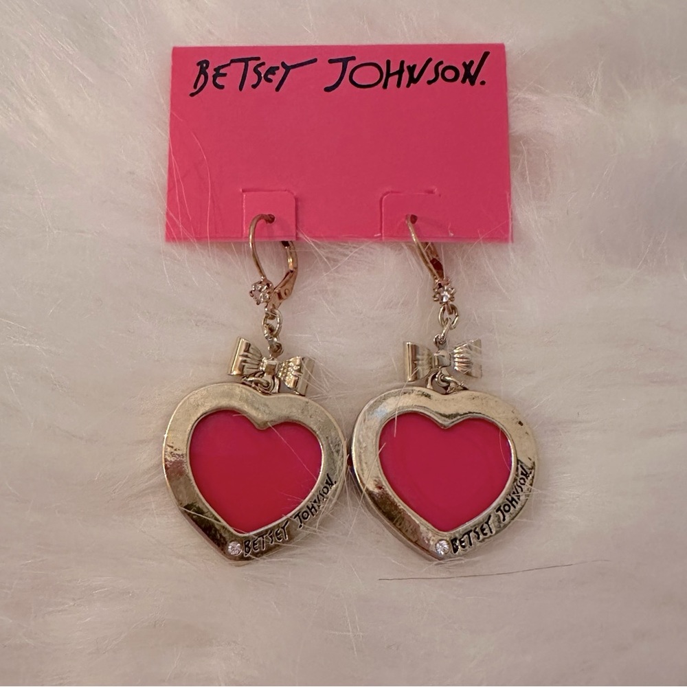 Betsey Johnson Red & Gold Heart Earrings
